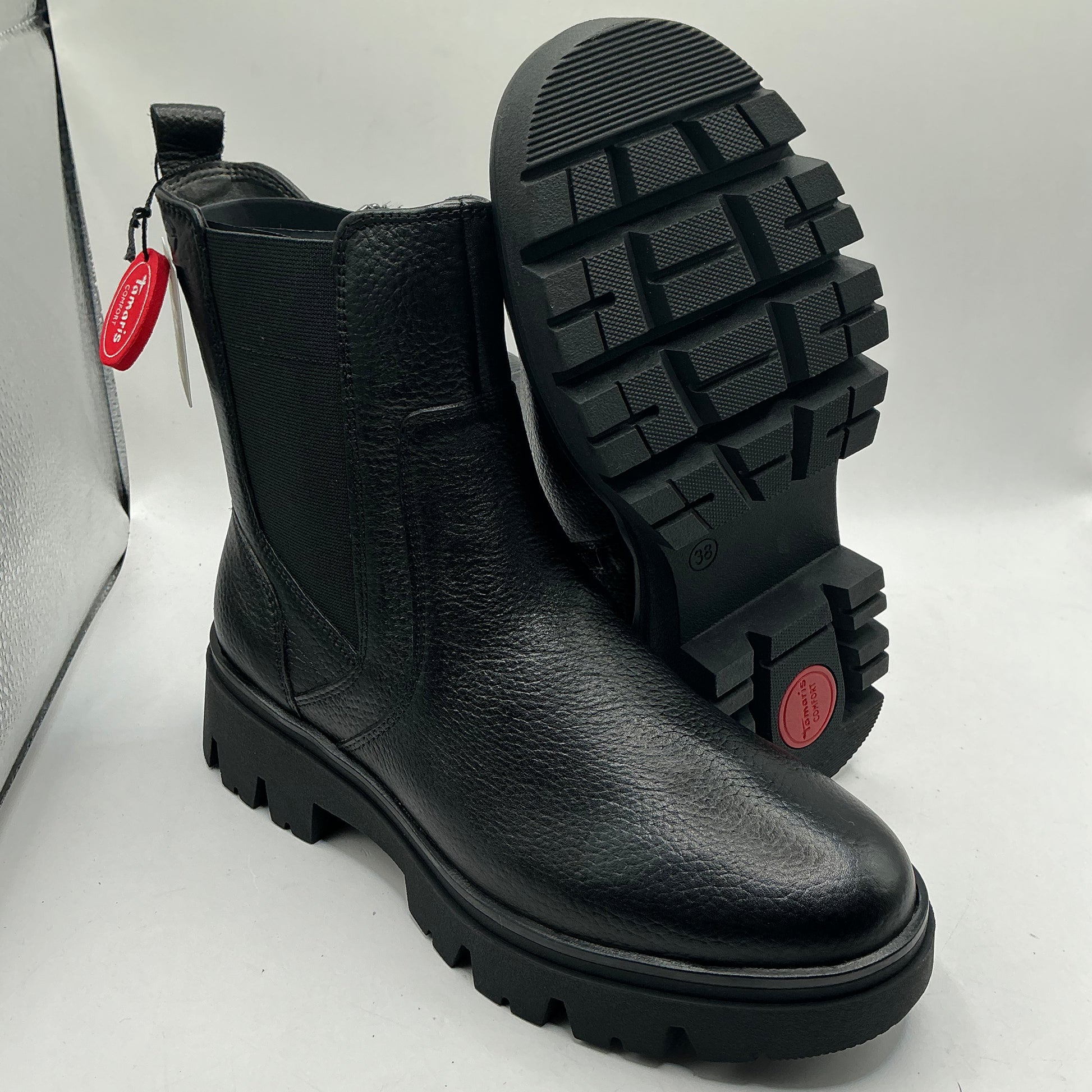 Tamaris comfort black leather ankle boots