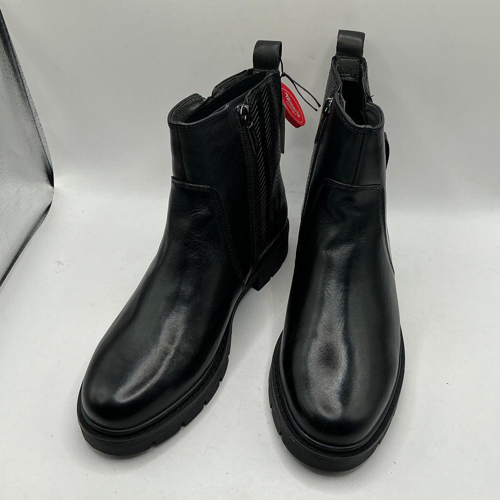 Tamaris comfort black leather ankle boots with zip