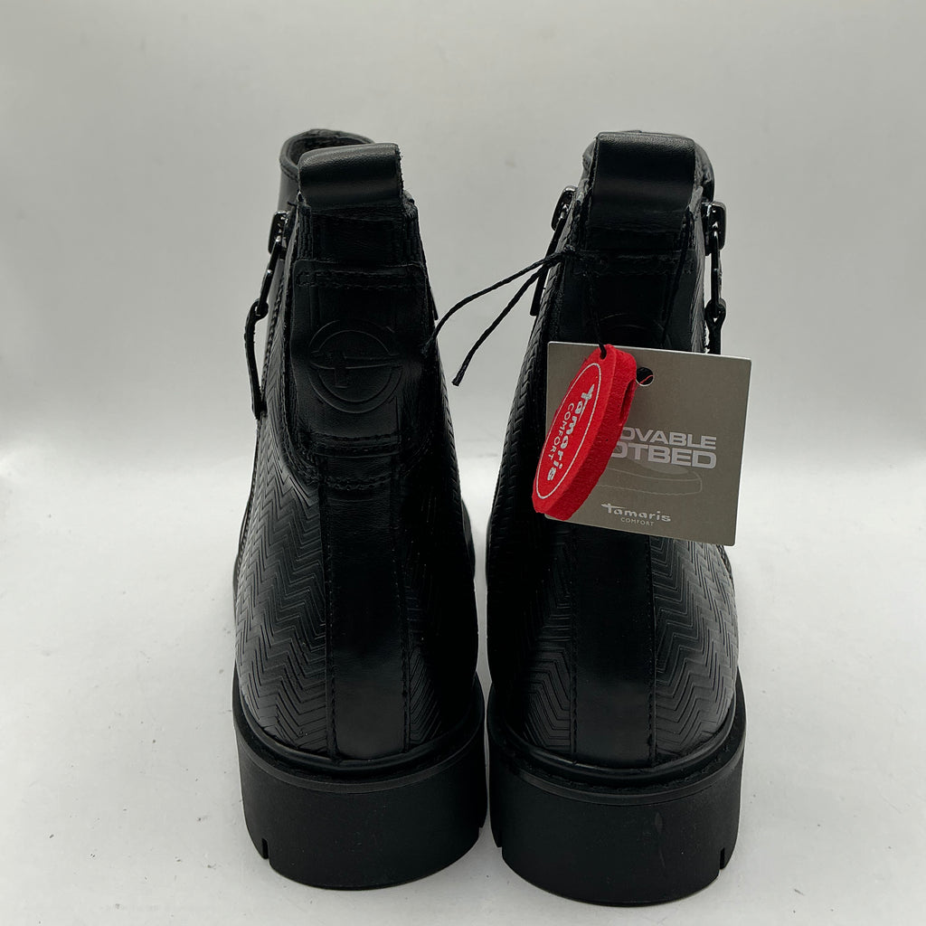 Tamaris comfort black leather ankle boots with zip