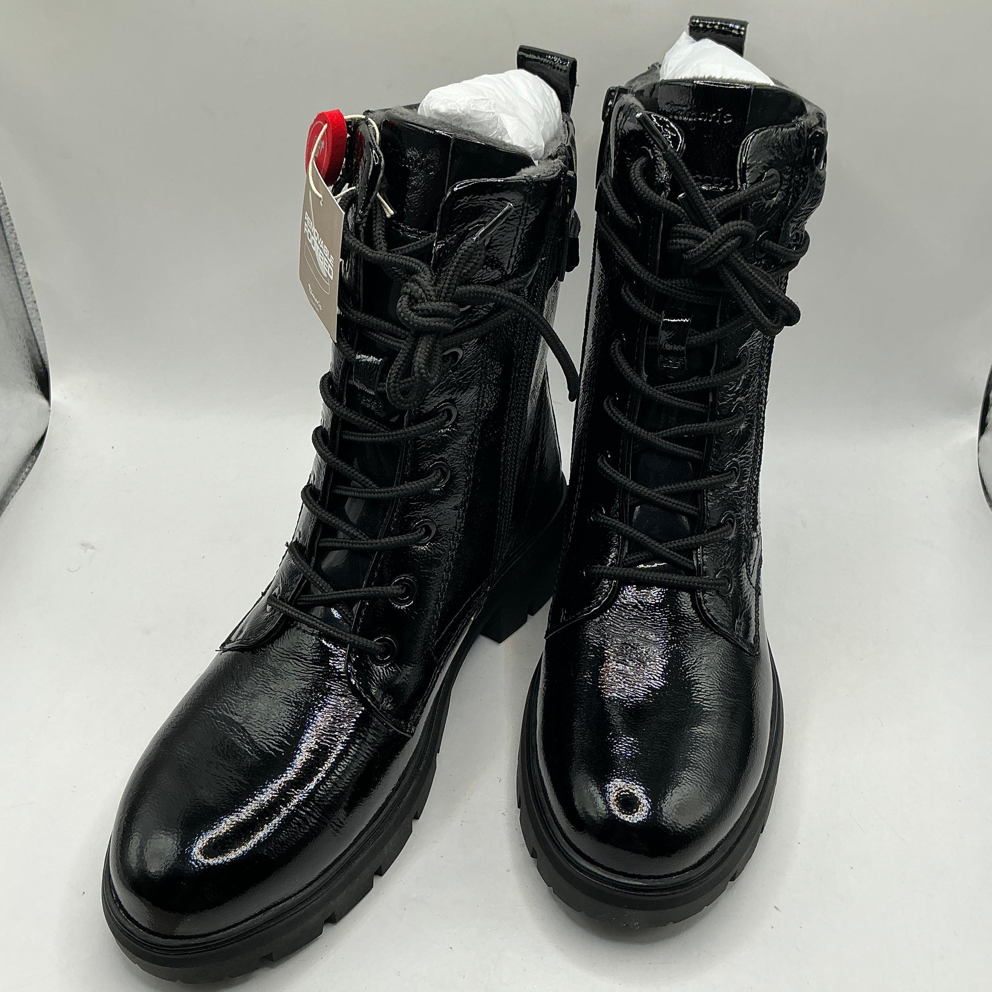 Tamaris comfort black patent leather ankle boots
