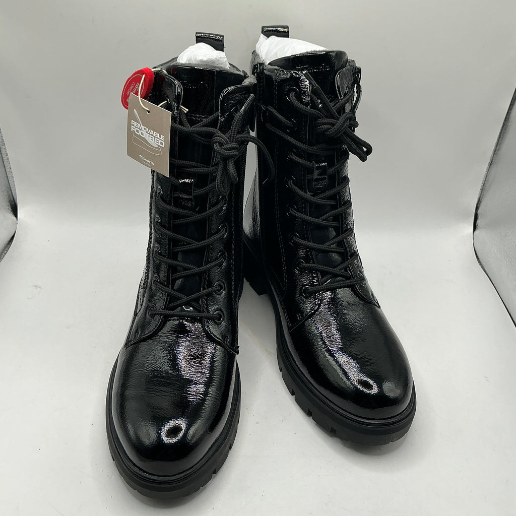 Tamaris comfort black patent leather ankle boots