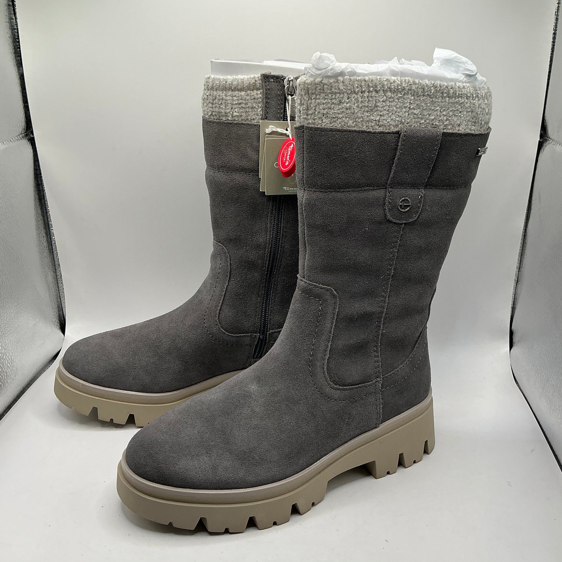 Tamaris comfort graphite suede mid calf boots