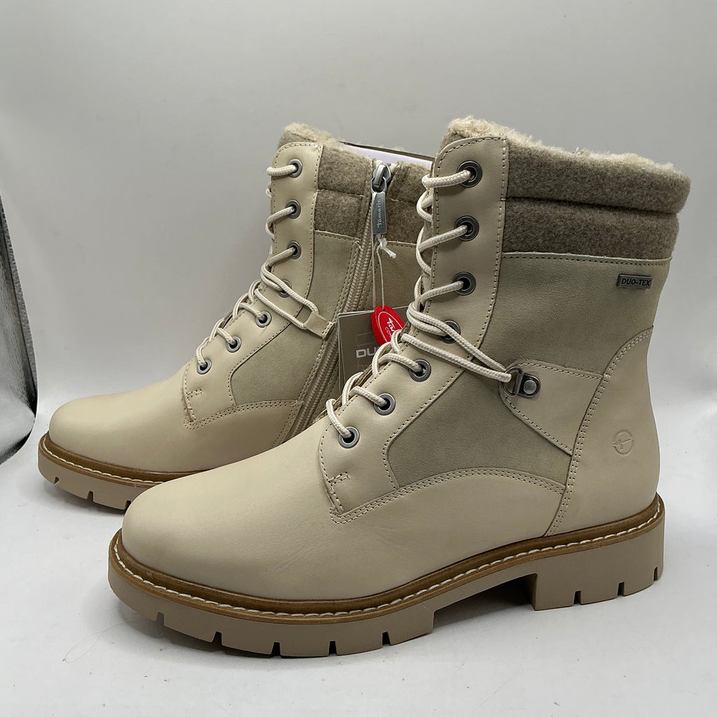 Tamaris comfort ivory leather & suede ankle boots