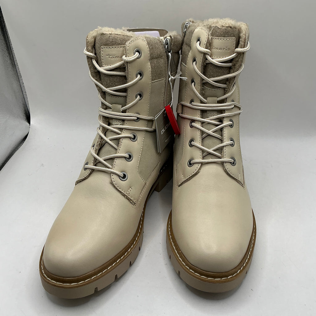 Tamaris comfort ivory leather & suede ankle boots