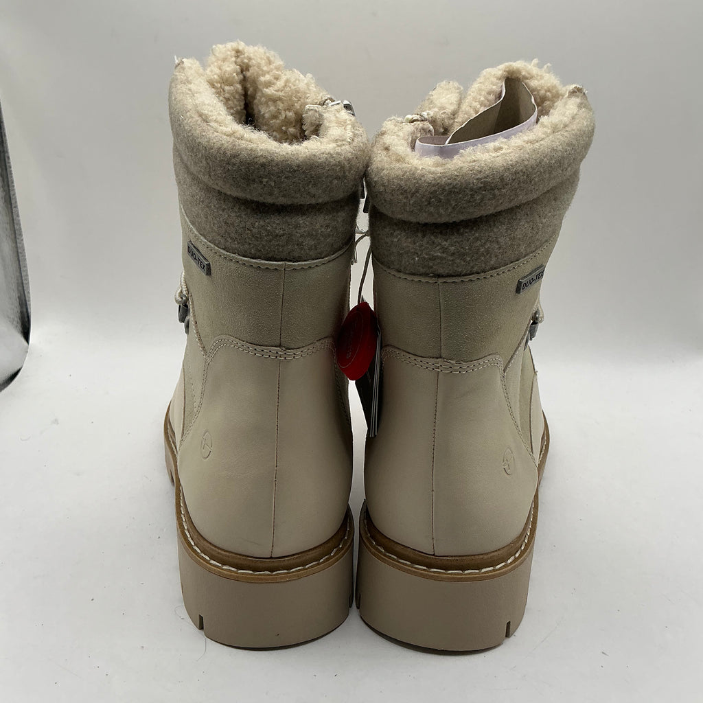 Tamaris comfort ivory leather & suede ankle boots