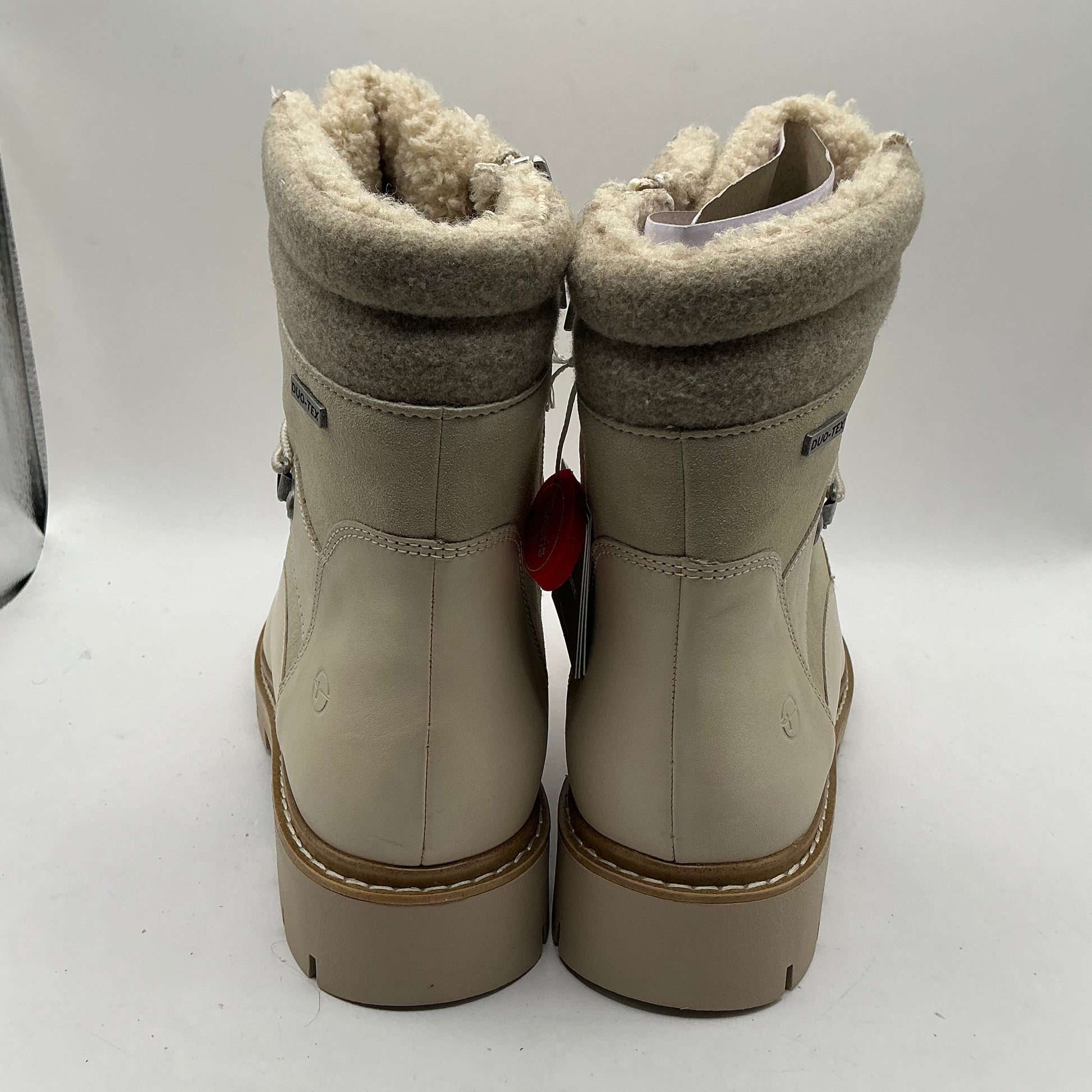 Tamaris comfort ivory leather & suede ankle boots