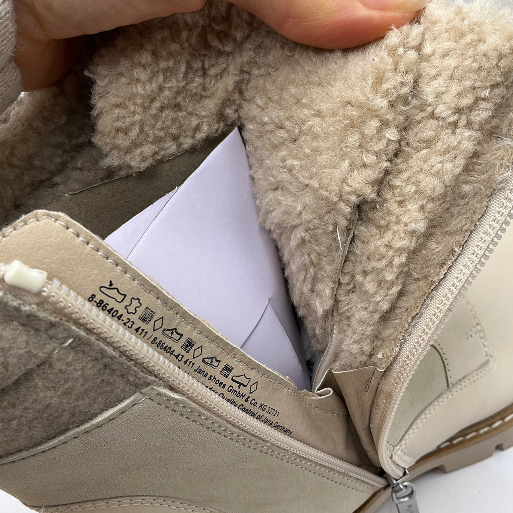 Tamaris comfort ivory leather & suede ankle boots