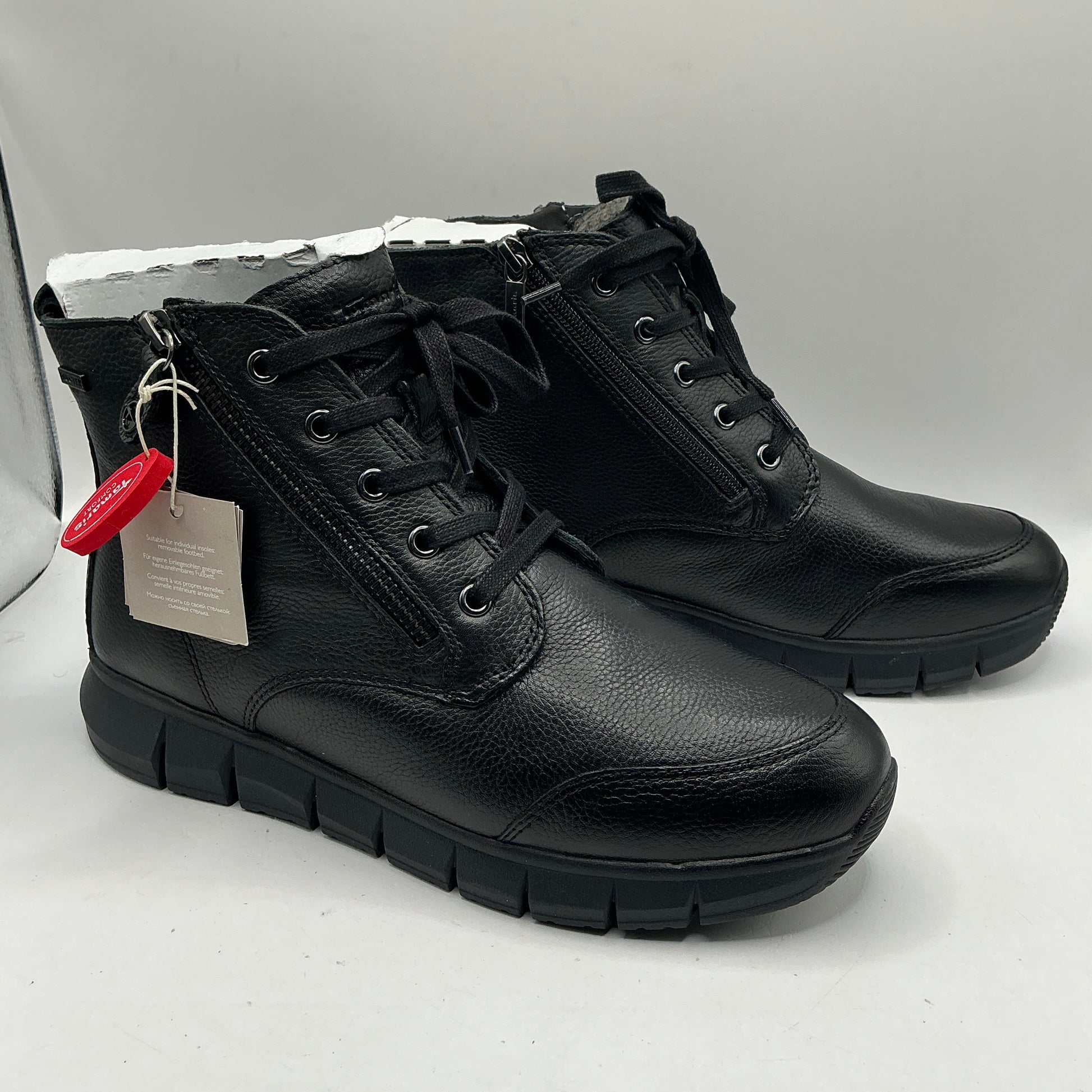Tamaris comfort black leather ankle boots