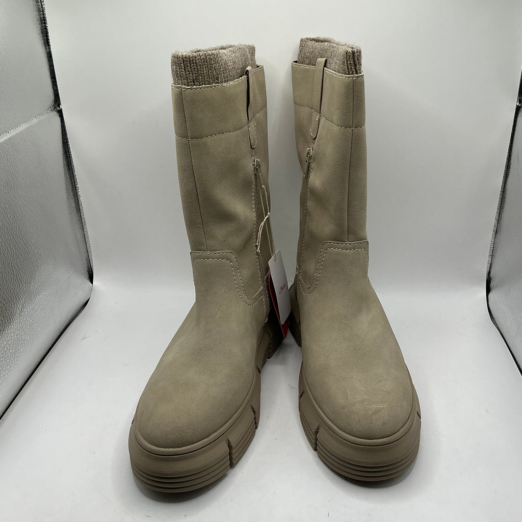 S.Oliver taupe faux suede mid calf boots