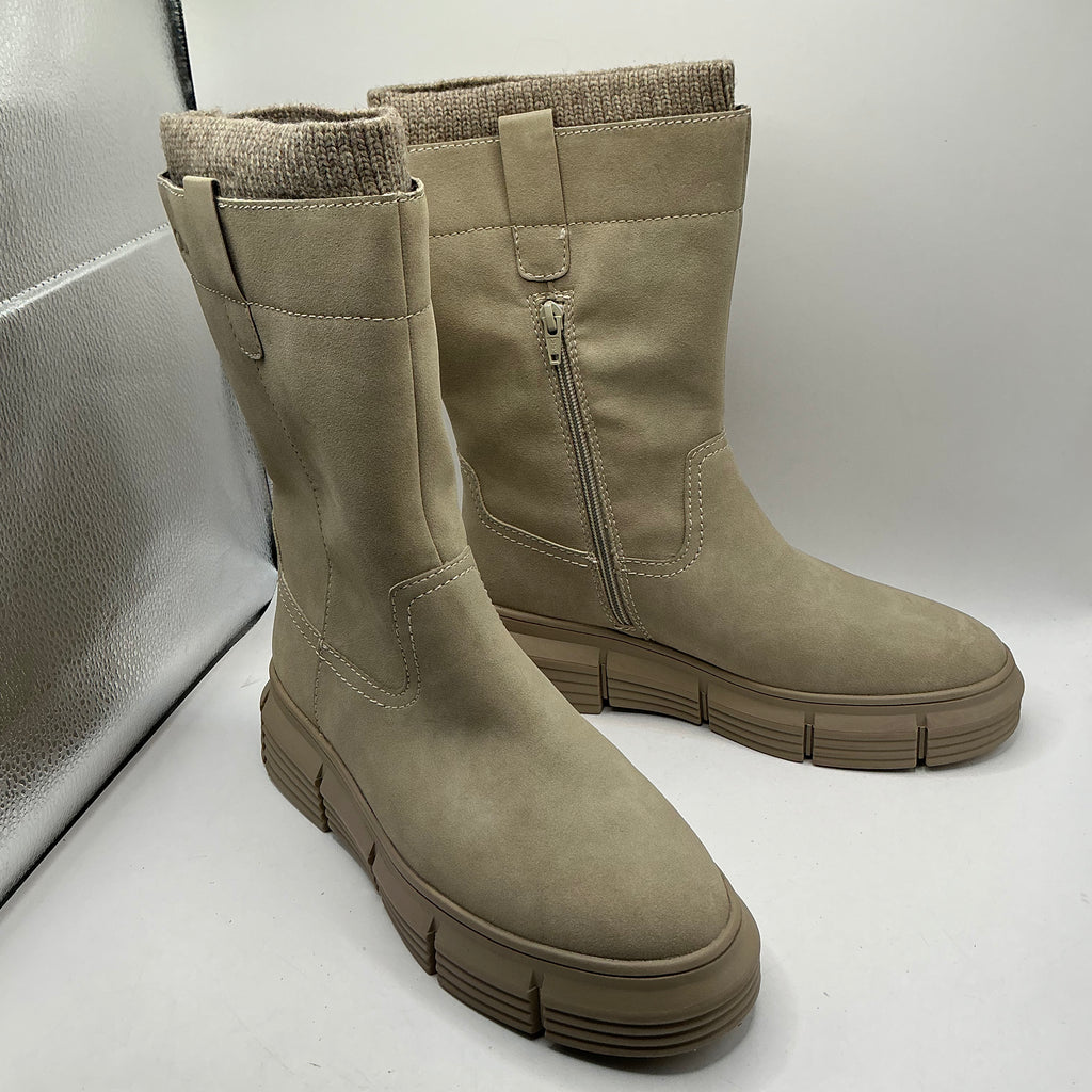 S.Oliver taupe faux suede mid calf boots