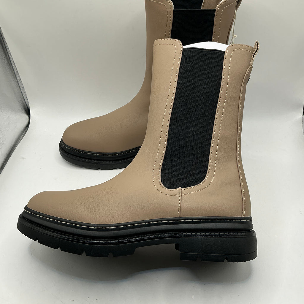 Tamaris beige faux leather long Chelsea boots