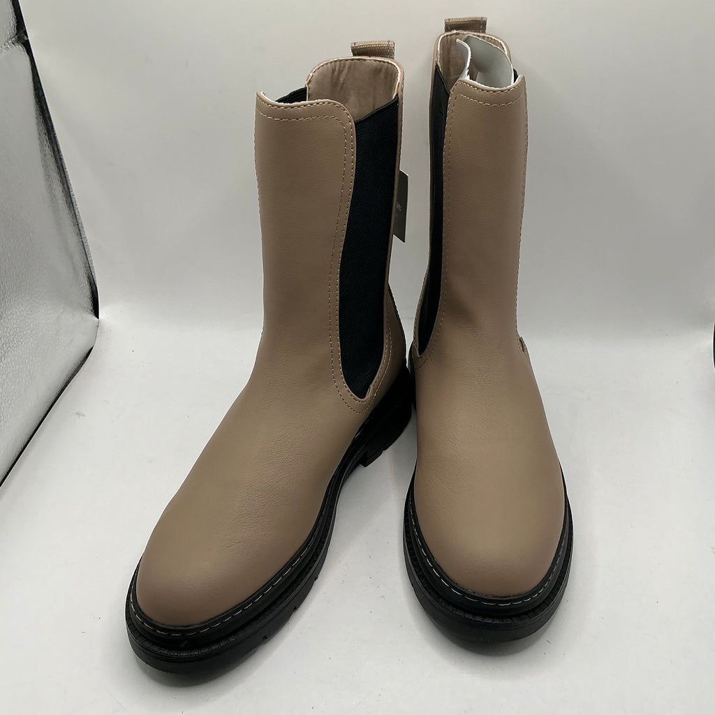 Tamaris beige faux leather long Chelsea boots