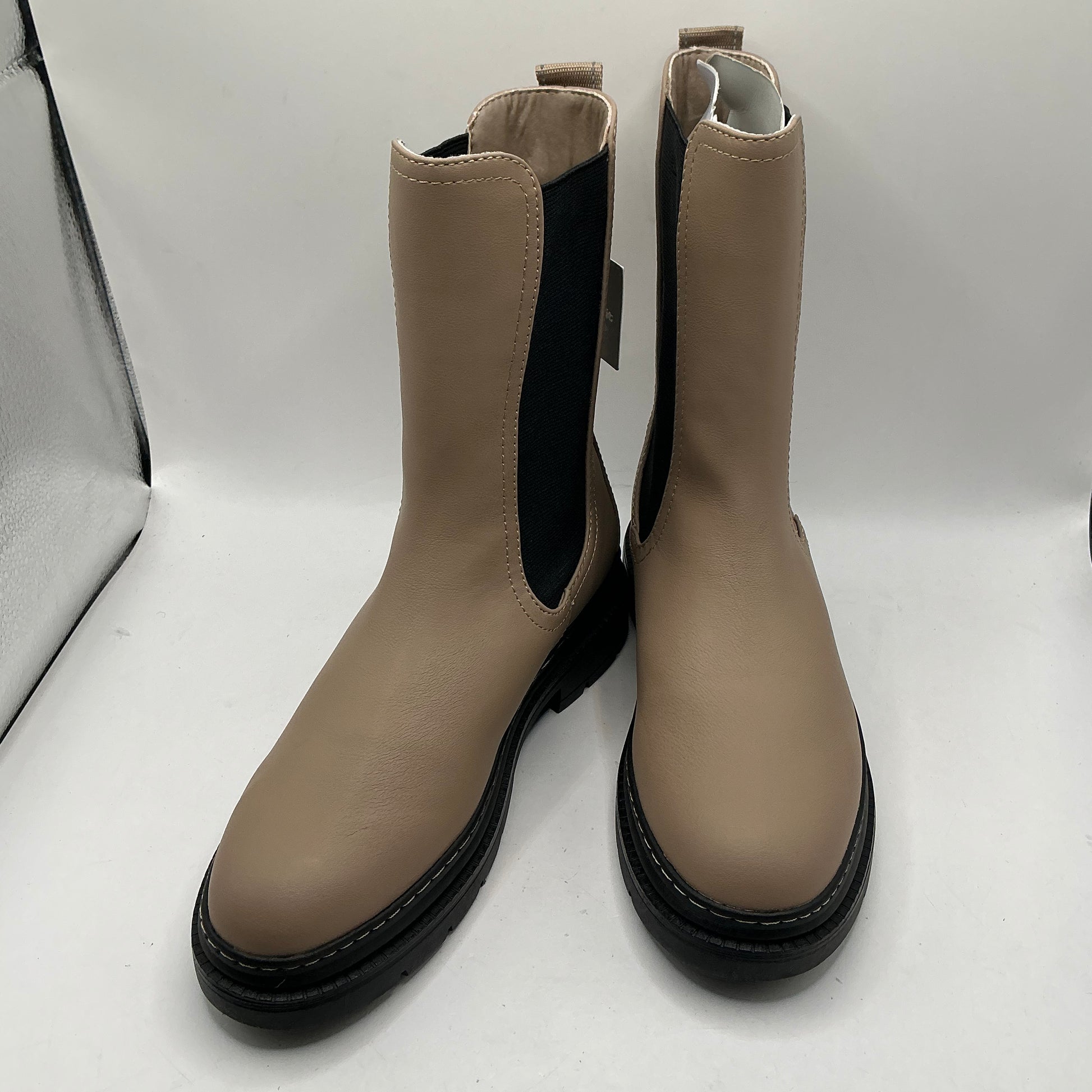 Tamaris beige faux leather long Chelsea boots