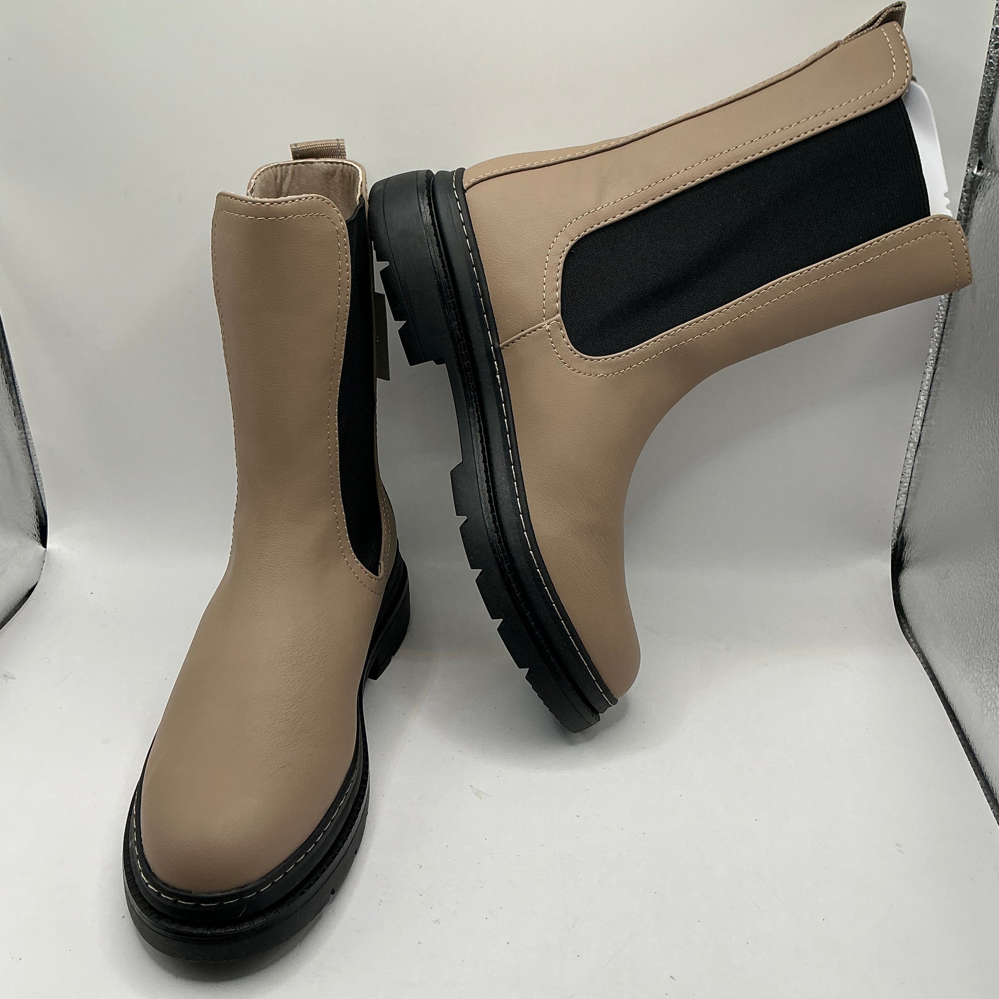 Tamaris beige faux leather long Chelsea boots