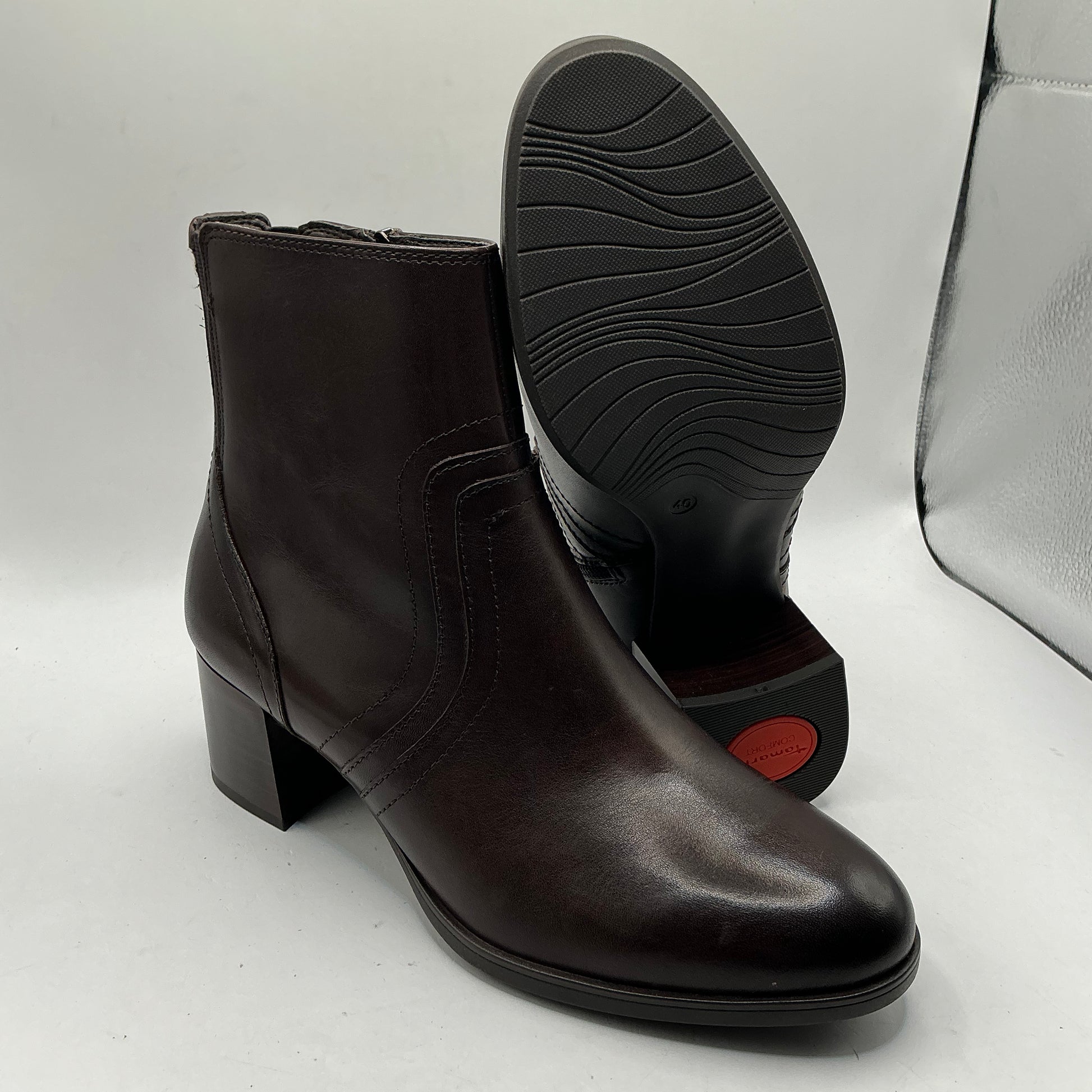 Tamaris comfort mocca leather ankle boots