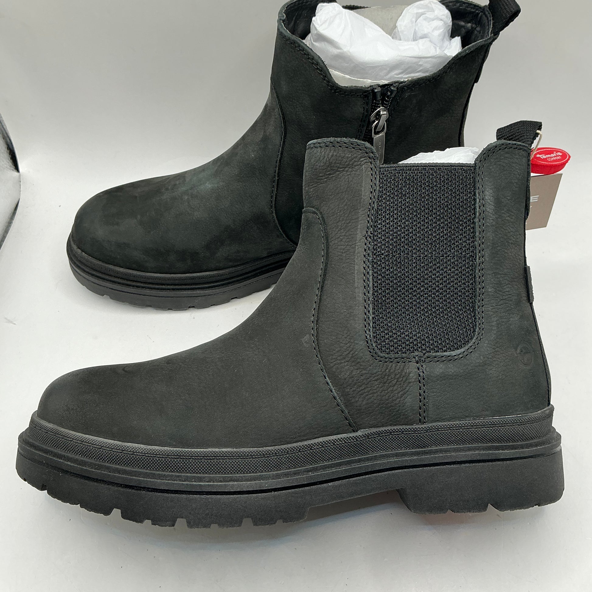 Tamaris comfort black Nubuck leather ankle boots