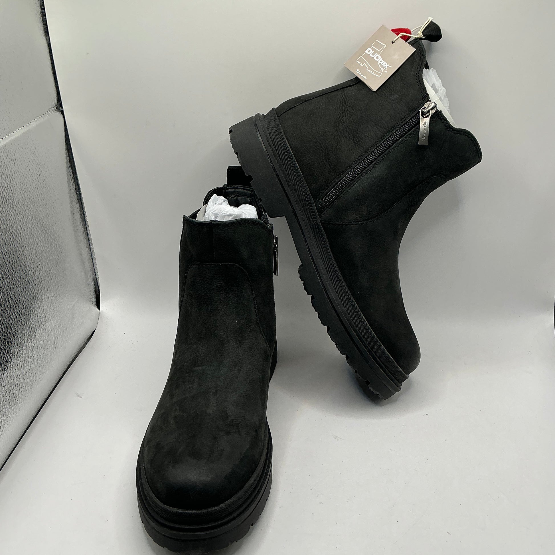 Tamaris comfort black Nubuck leather ankle boots
