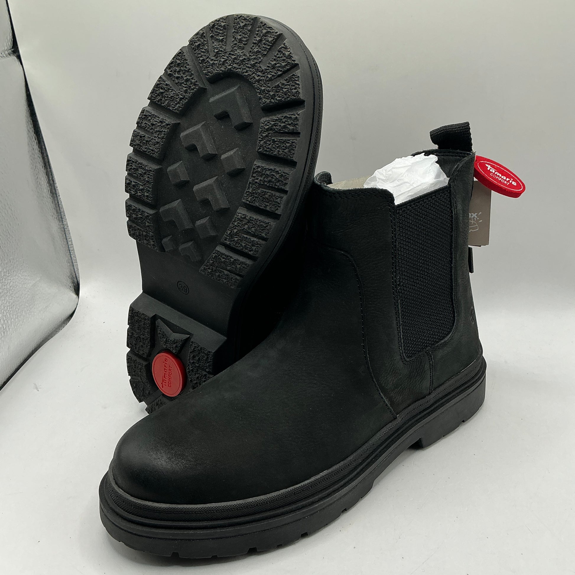 Tamaris comfort black Nubuck leather ankle boots