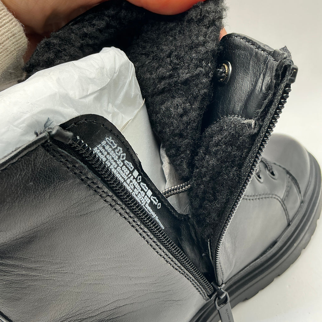 Tamaris black leather ankle boots with ankle strap detail