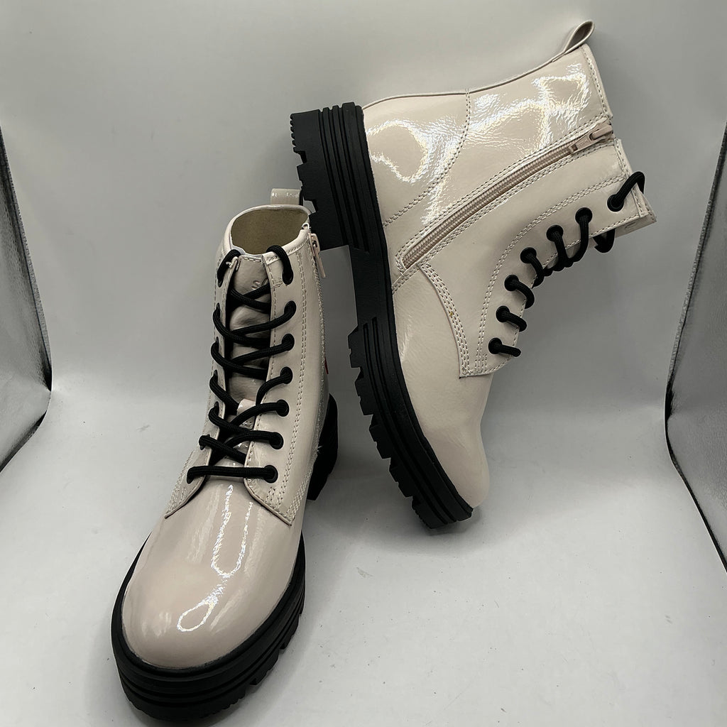 S.Oliver ivory patent ankle boots