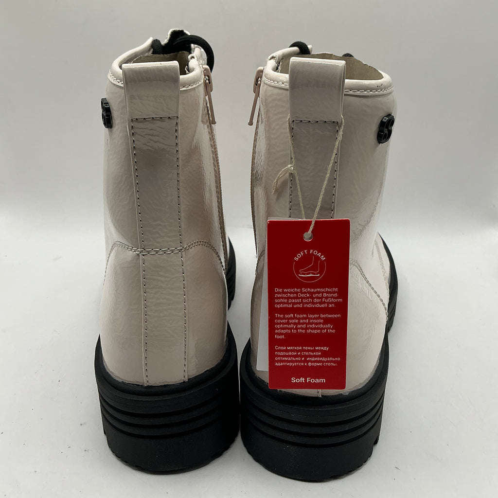 S.Oliver ivory patent ankle boots