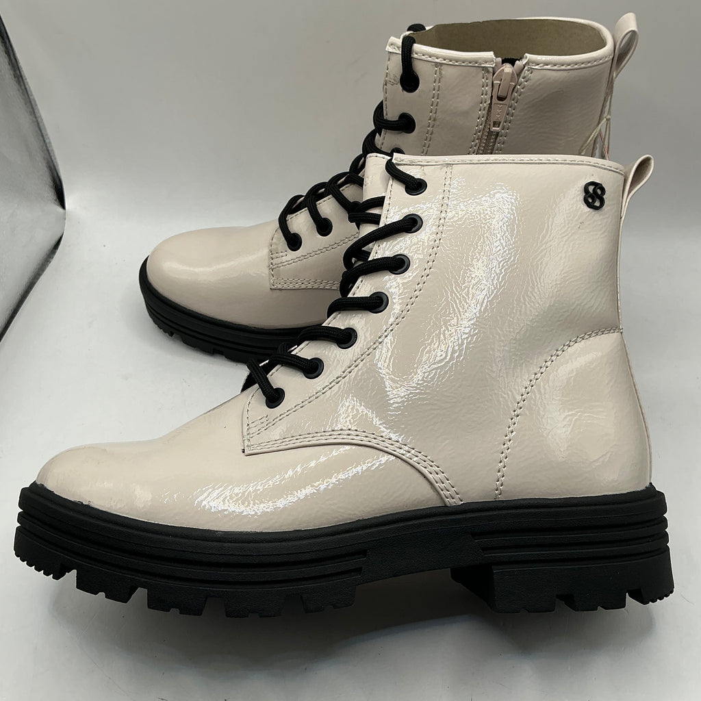 S.Oliver ivory patent ankle boots