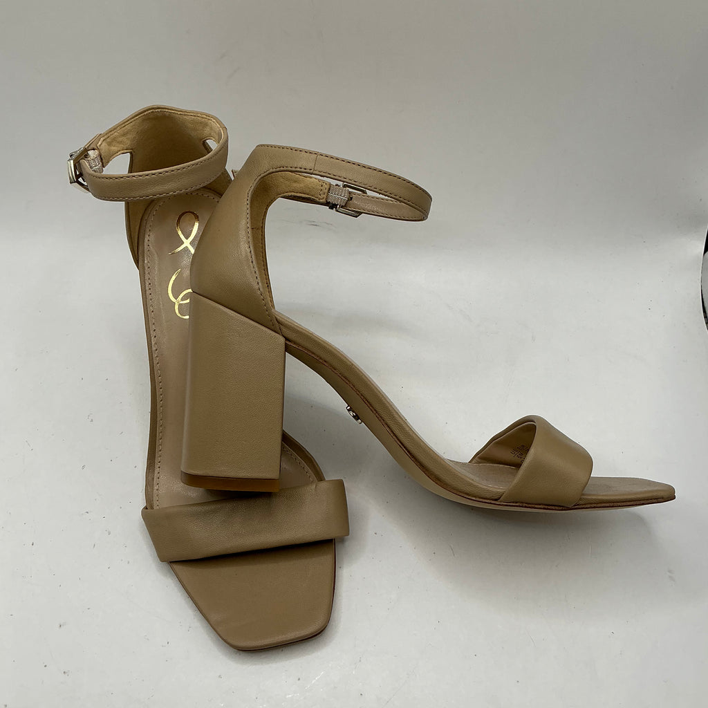 Sam Edelman Yaro Block Heeled Sandals, Beige Soft Leather