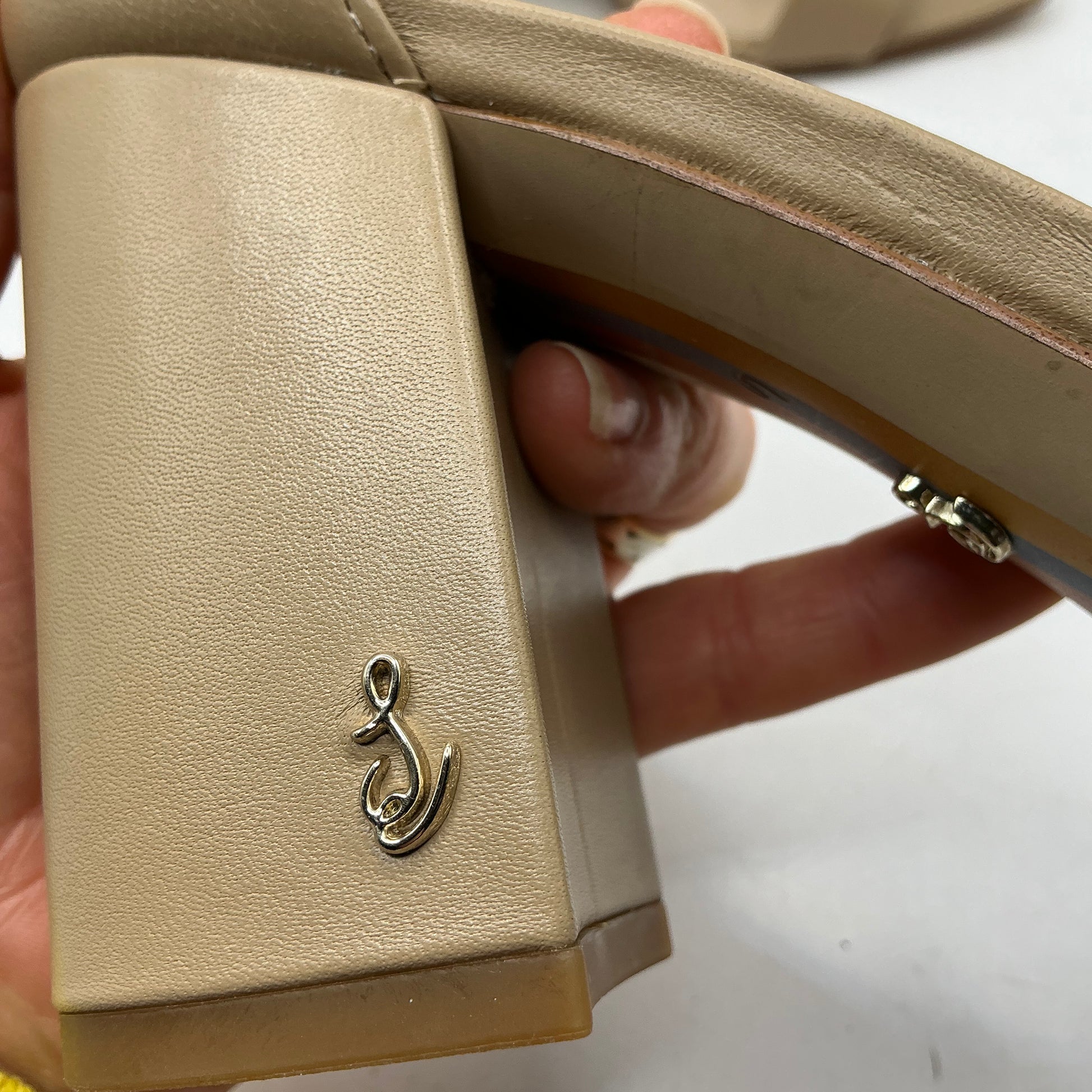 Sam Edelman Yaro Block Heeled Sandals, Beige Soft Leather