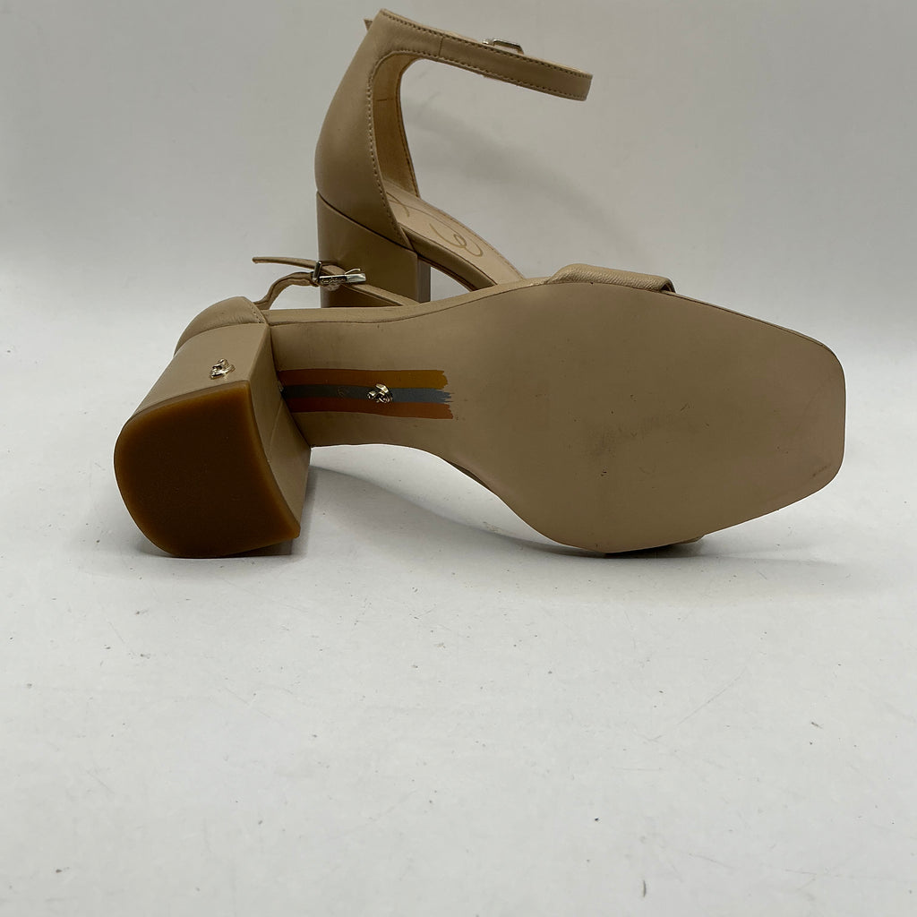 Sam Edelman Yaro Block Heeled Sandals, Beige Soft Leather