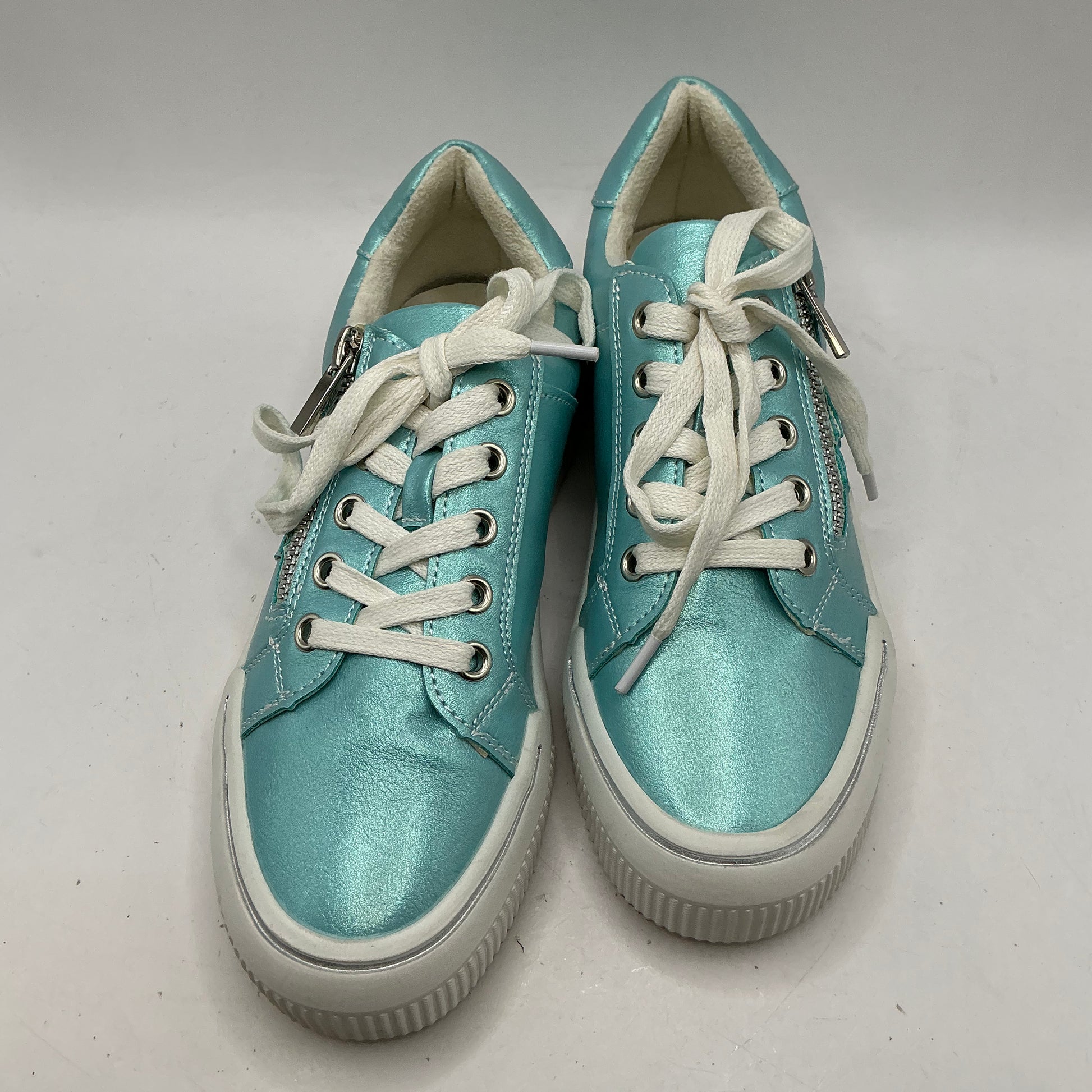 Westland Trainers With Zip Fastening, Blue Aqua Metallic