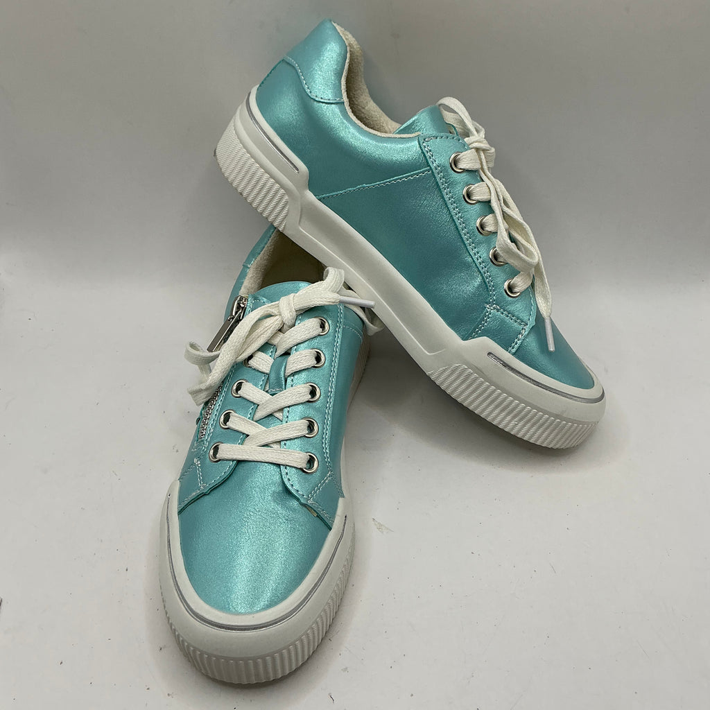 Westland Trainers With Zip Fastening, Blue Aqua Metallic