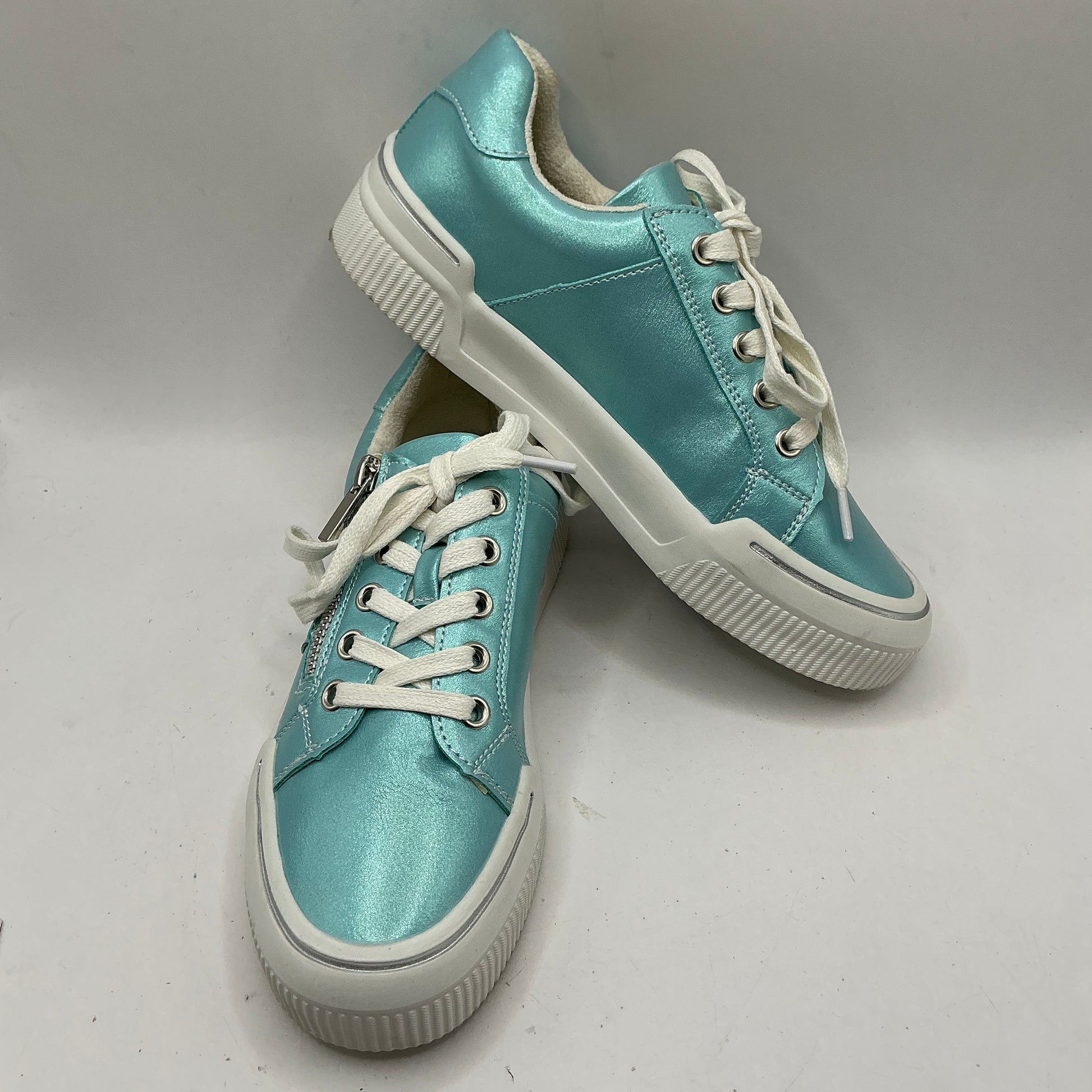 Westland Trainers With Zip Fastening, Blue Aqua Metallic