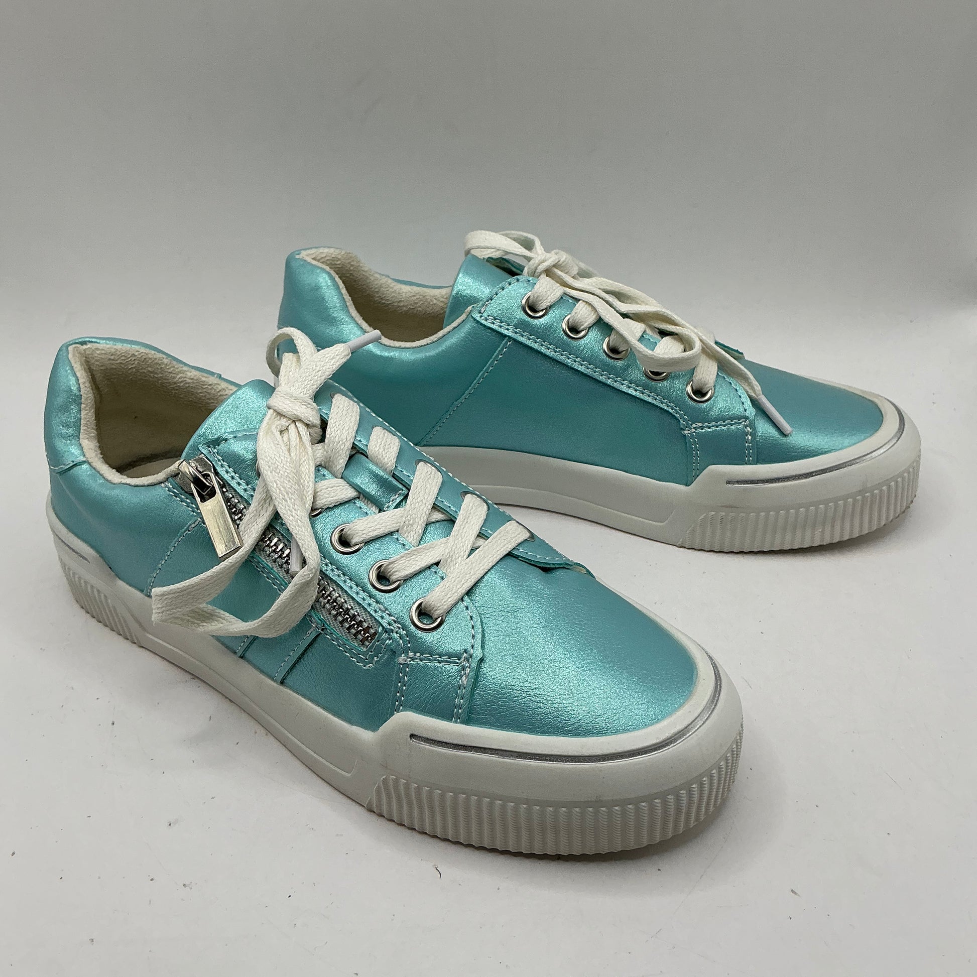 Westland Trainers With Zip Fastening, Blue Aqua Metallic