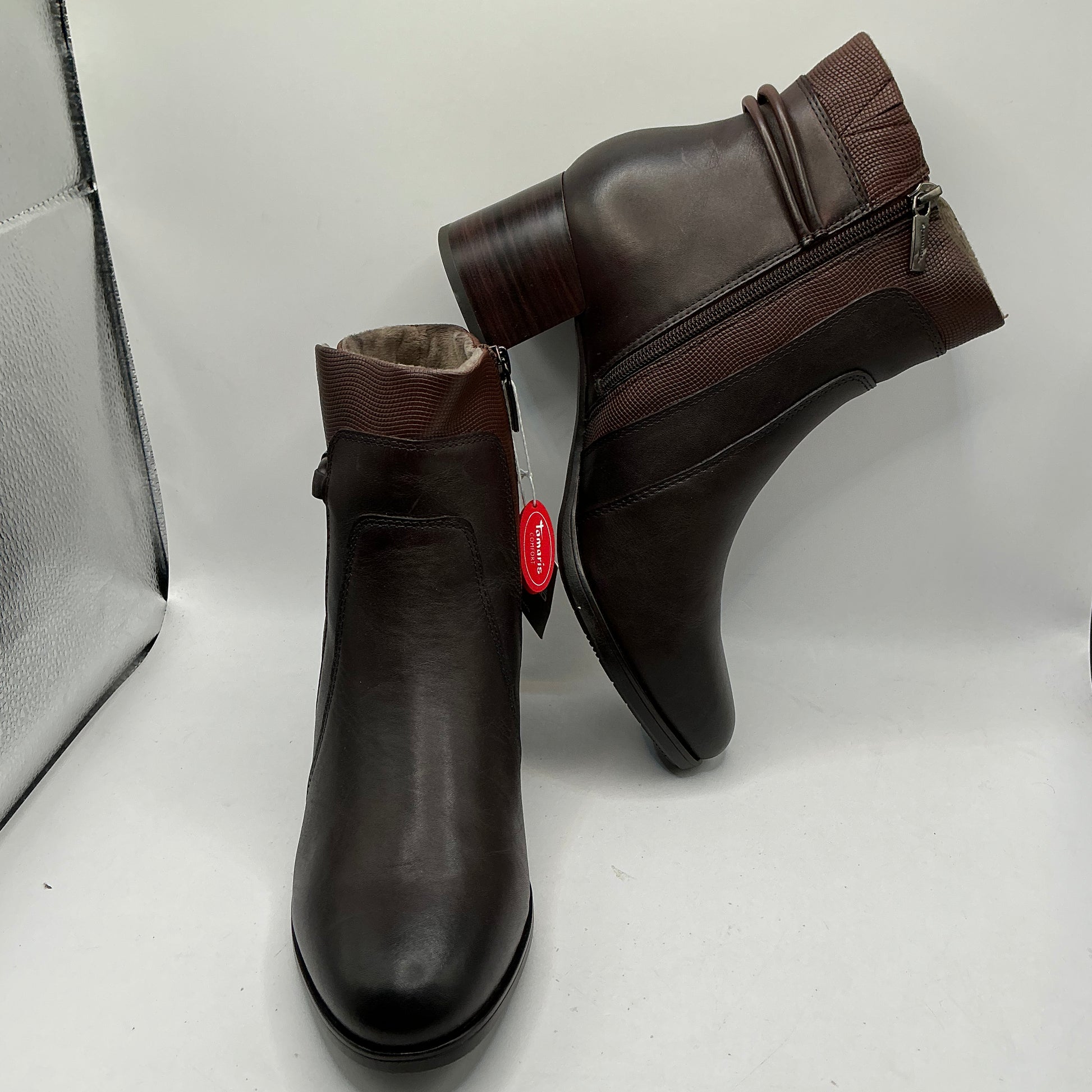 Tamaris comfort chestnut leather ankle boots