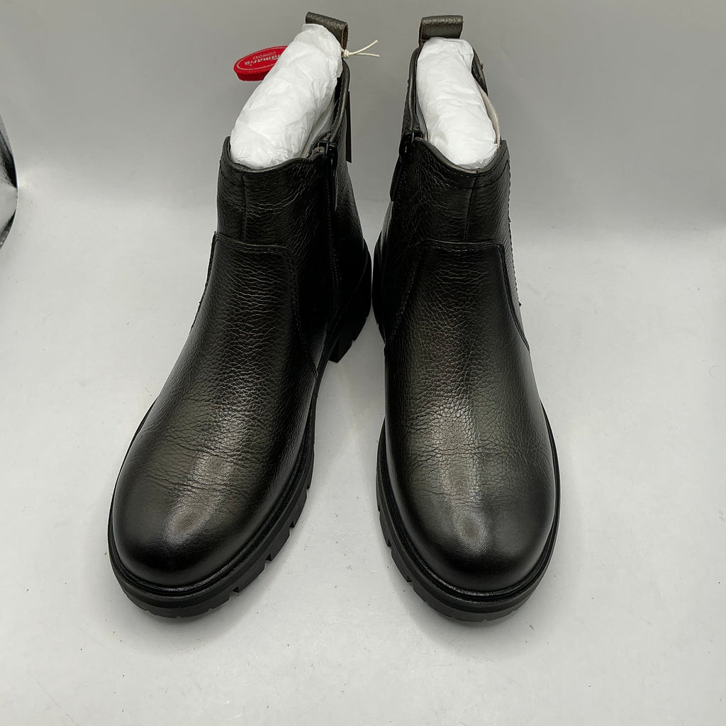 Tamaris comfort pewter leather chunky ankle boots