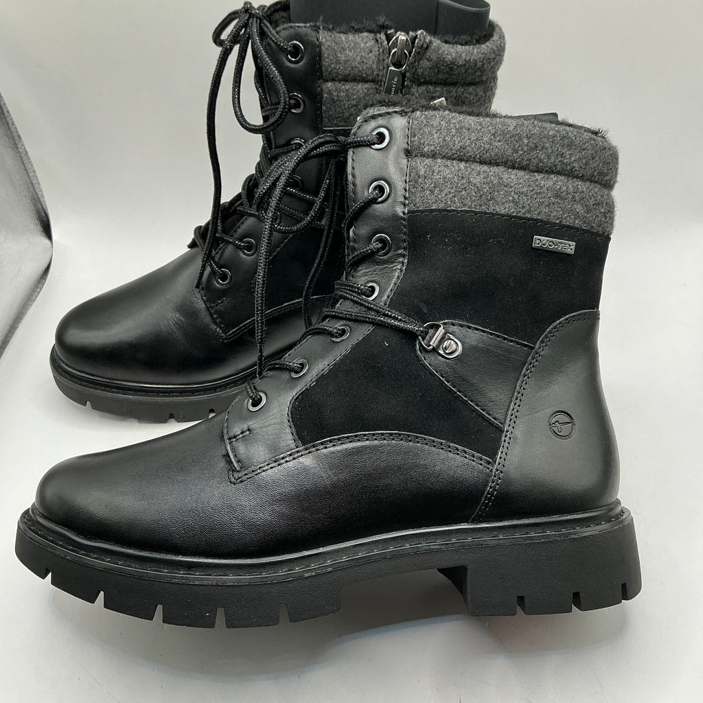 Tamaris comfort woolly lined black leather boots