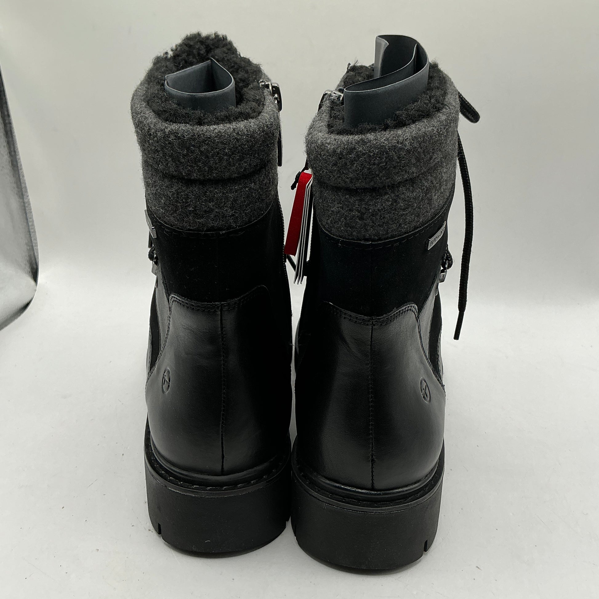 Tamaris comfort woolly lined black leather boots