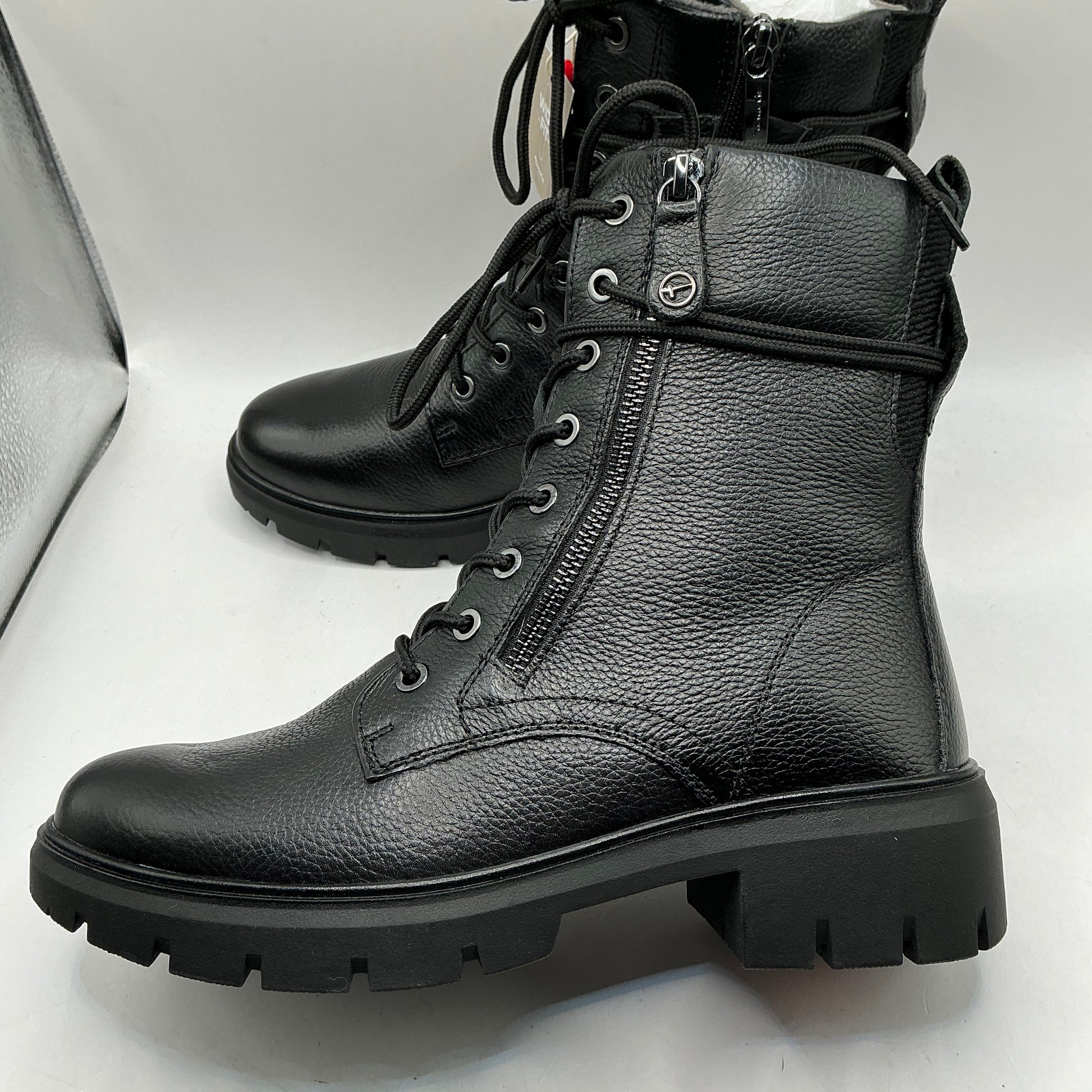 Tamaris comfort black ankle boots with zip and laces