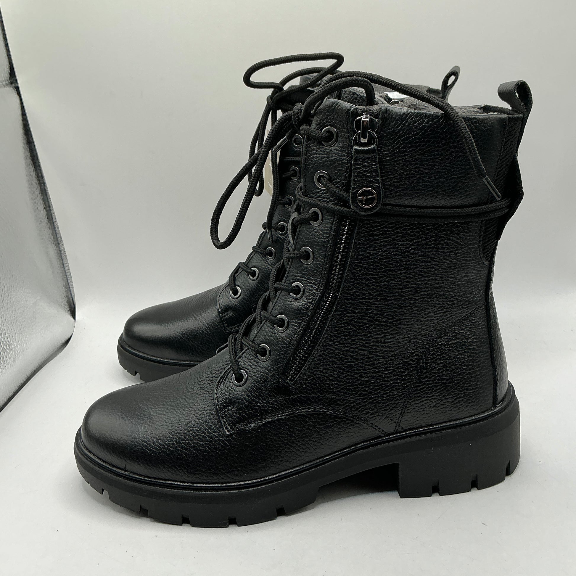 Tamaris comfort black ankle boots with zip and laces
