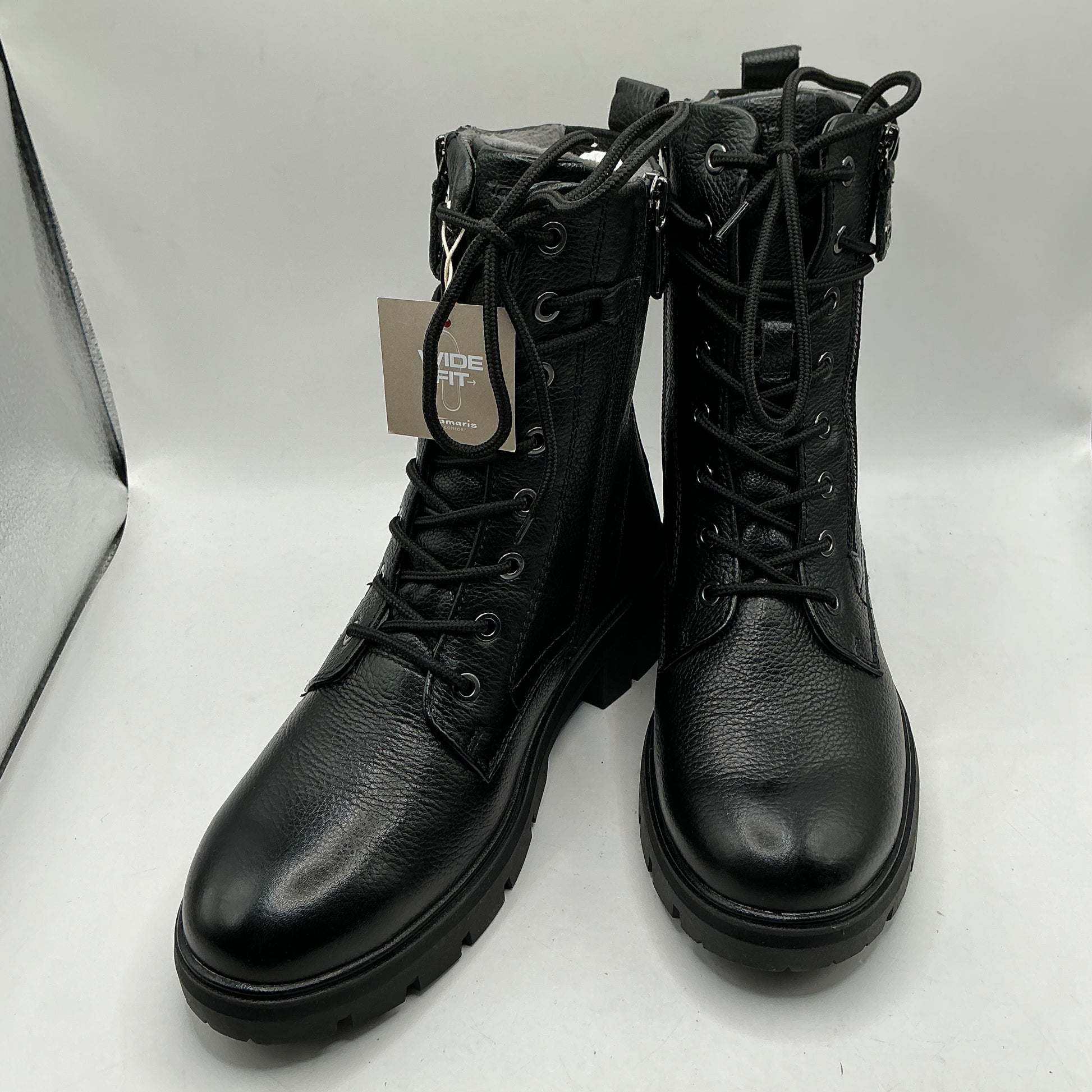 Tamaris comfort black ankle boots with zip and laces