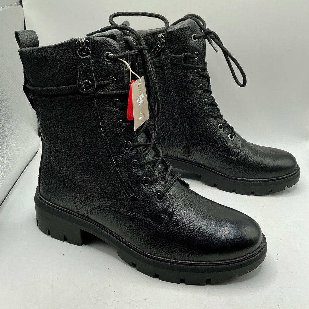 Tamaris comfort black ankle boots with zip and laces