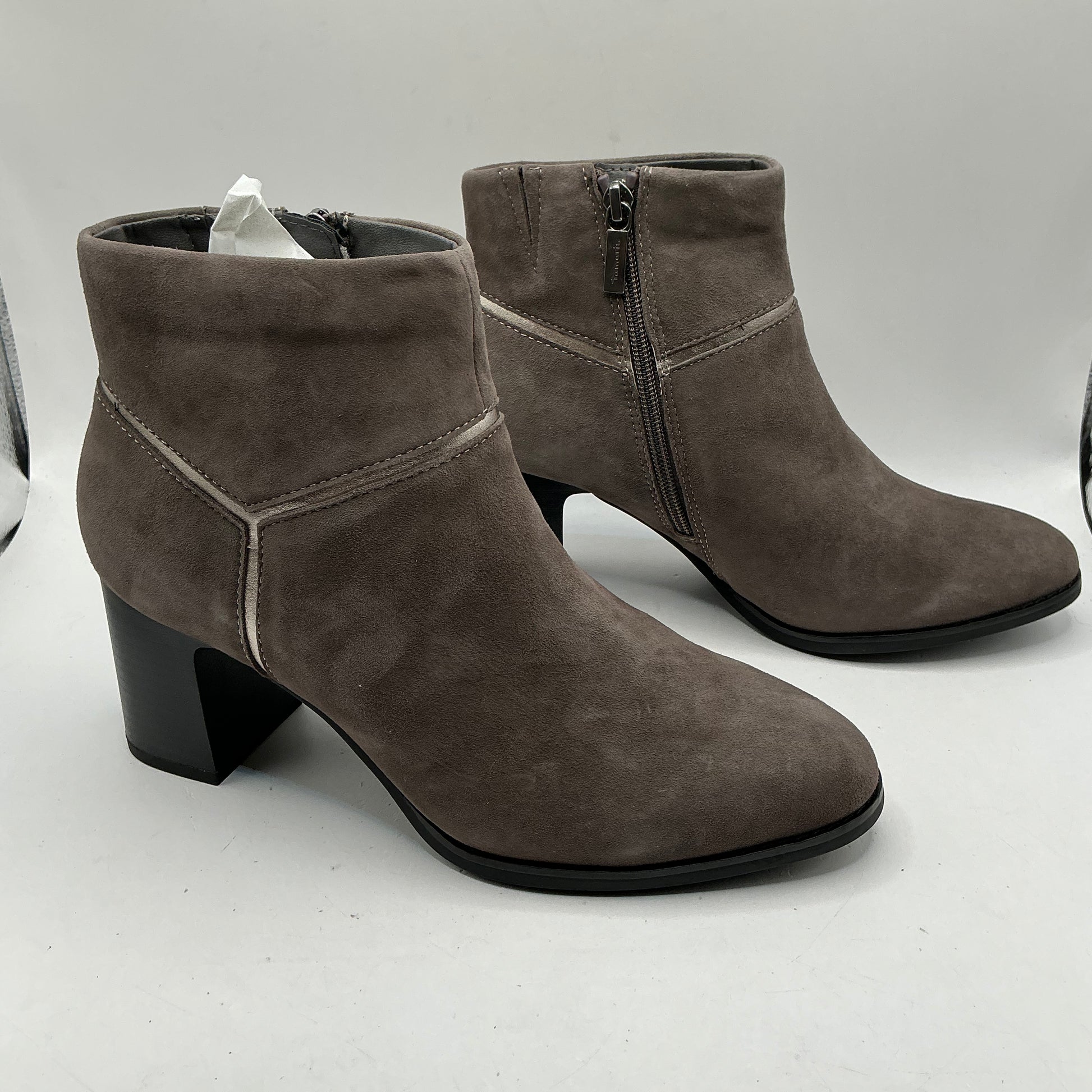 Tamaris comfort Anthracite mid heel suede ankle boots