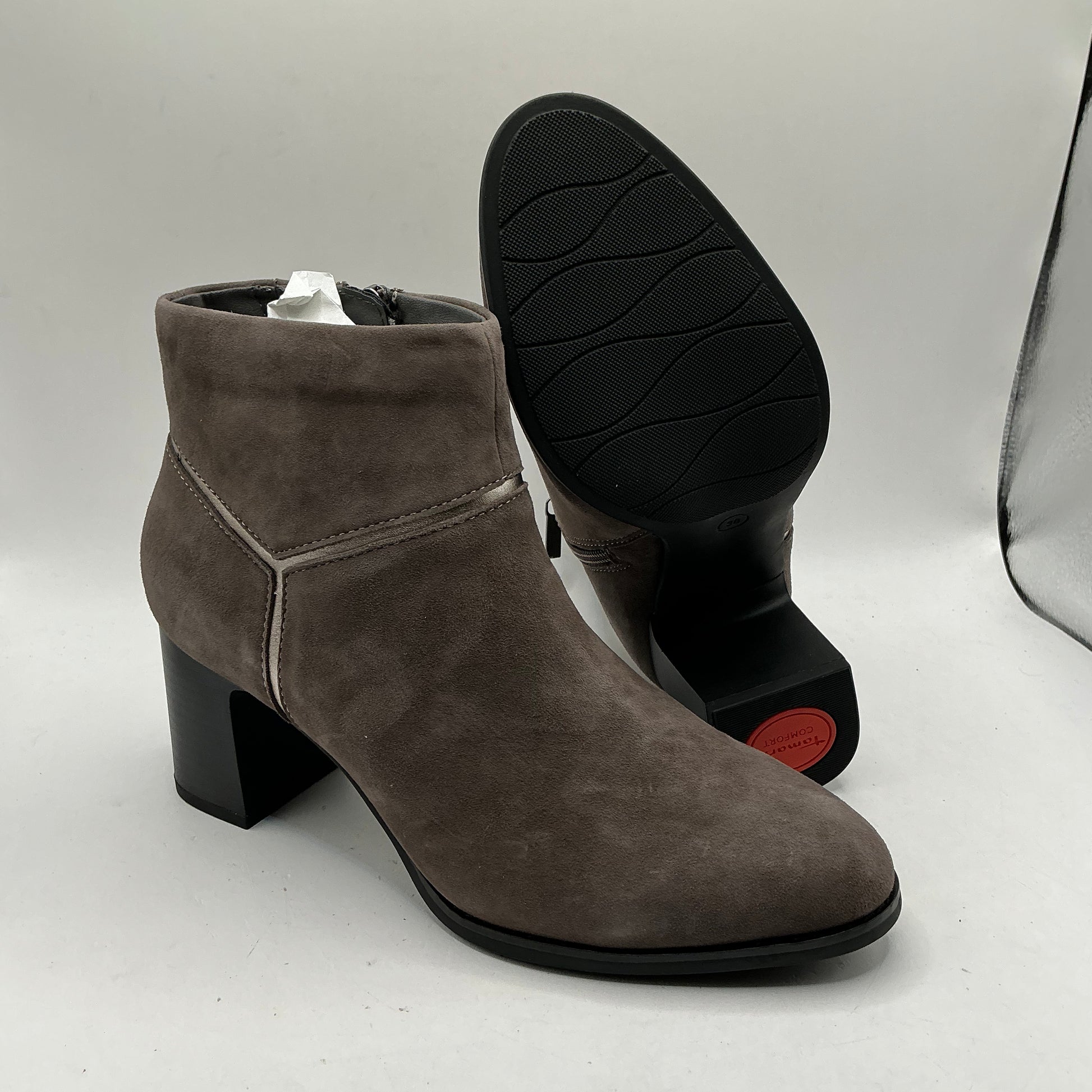 Tamaris comfort Anthracite mid heel suede ankle boots