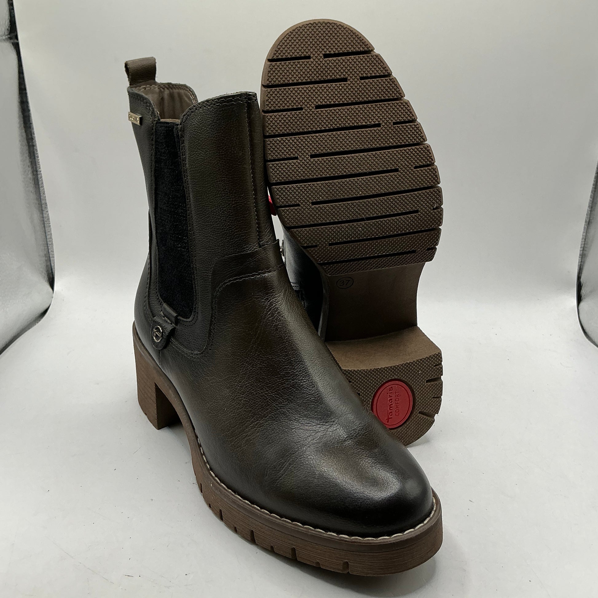 Tamaris comfort Khaki leather Chelsea boots