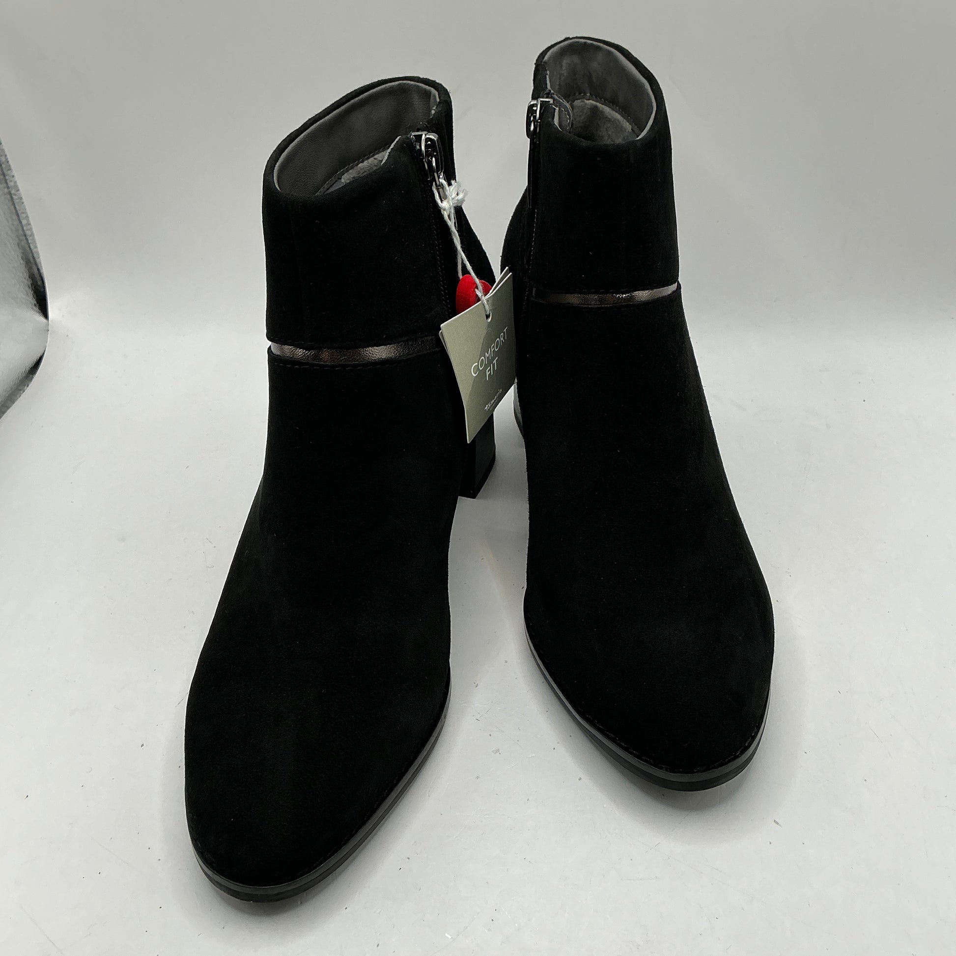 Tamaris comfort Anthracite mid heel suede ankle boots