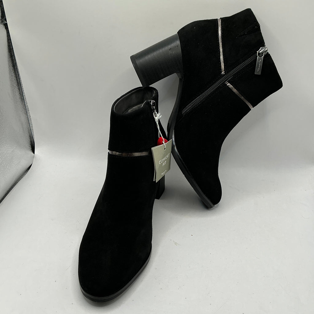 Tamaris comfort Anthracite mid heel suede ankle boots