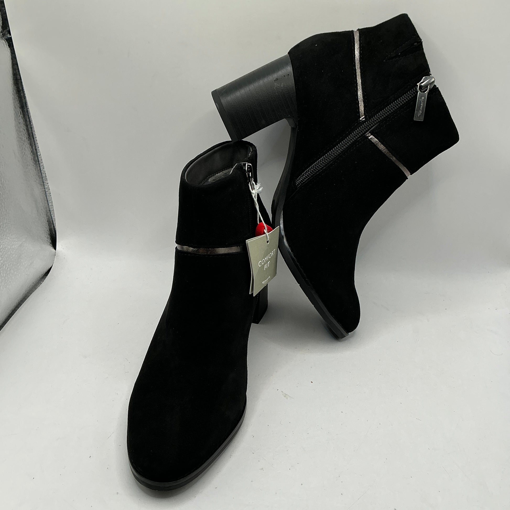 Tamaris comfort Anthracite mid heel suede ankle boots