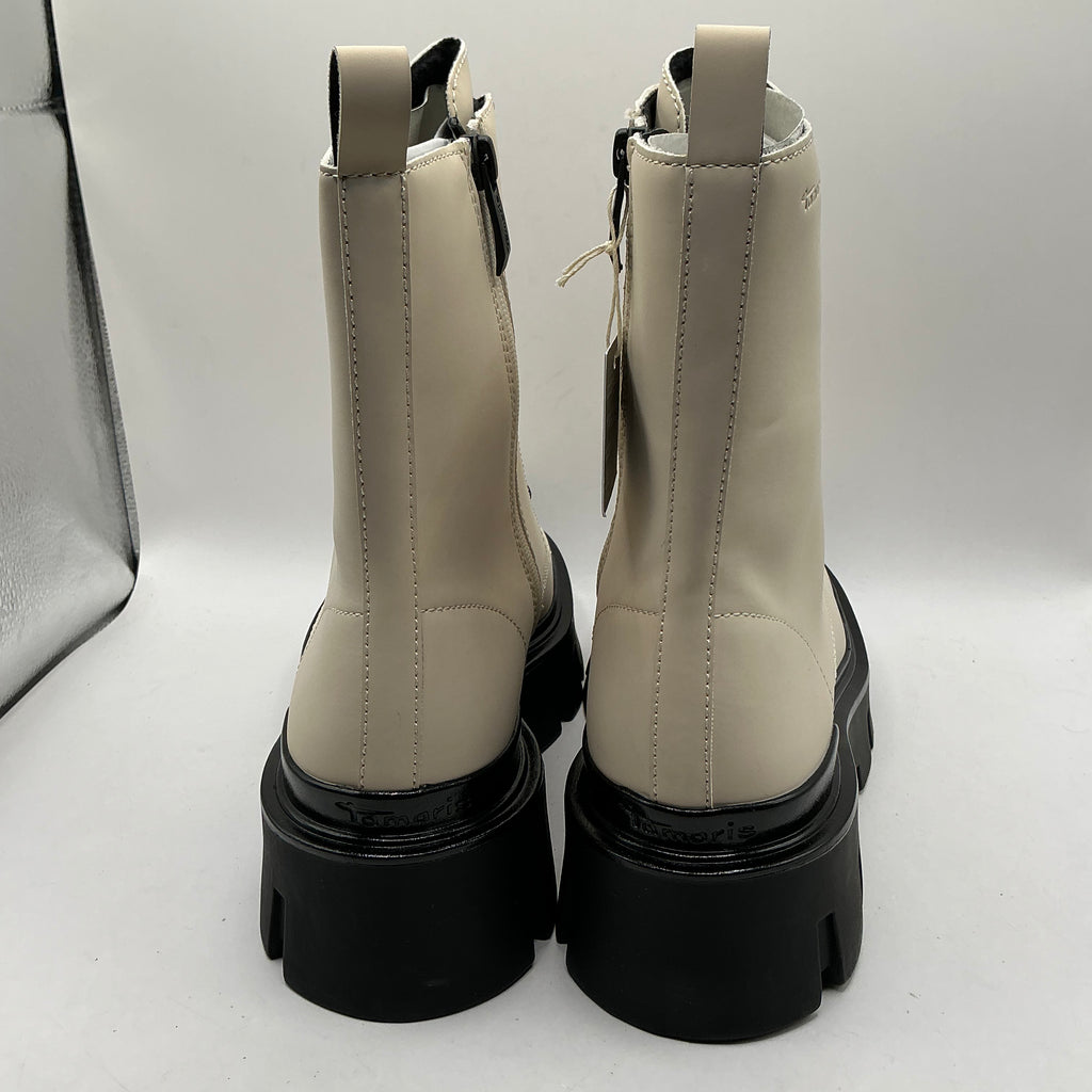 Tamaris faux leather chunky ivory boots