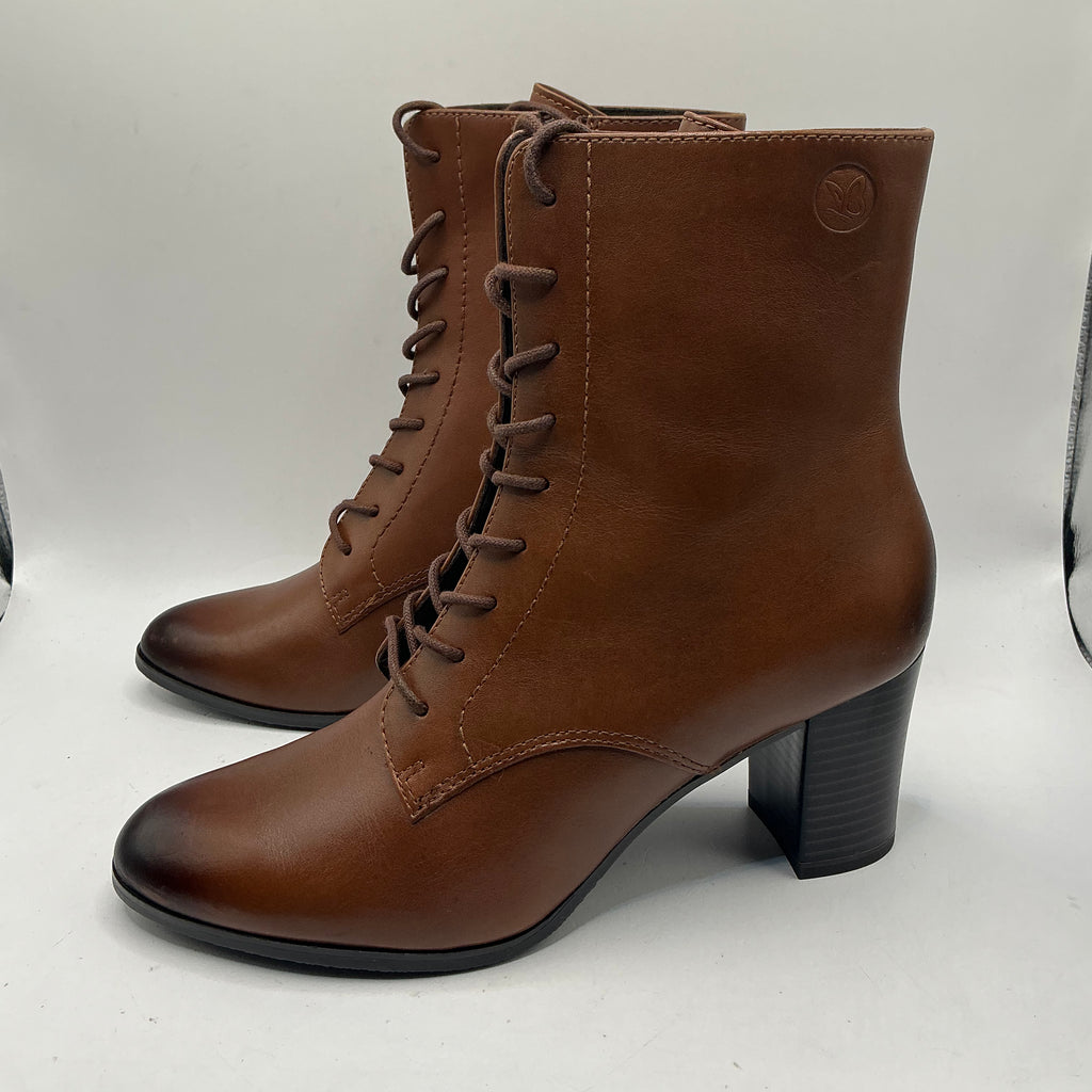 Caprice Cognac leather ankle boots