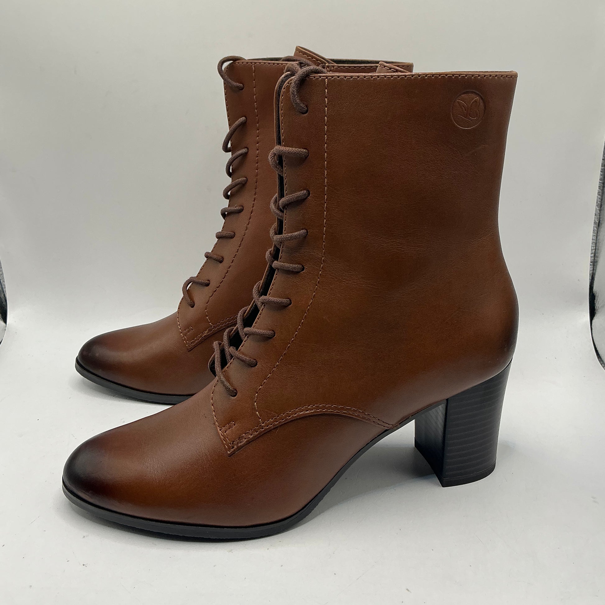 Caprice Cognac leather ankle boots